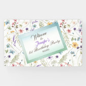 Kleine helle Wildblumen Wasserfarbe Geburtstag Banner (Horizontal)