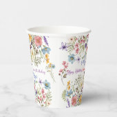 Kleine helle Wildblumen Wasserfarbe Geburtstag Pappbecher (Rechts)