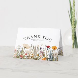 Kleine helle wilde Blume Baby Shower Dankeskarte