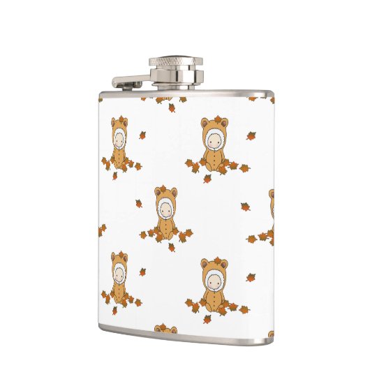 Kleine Herbstbabys in sinkenden Blätter Flachmann (Links)