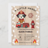 Kleine Hero-Feuerzeug-Welpendusche Einladung (Vorderseite)