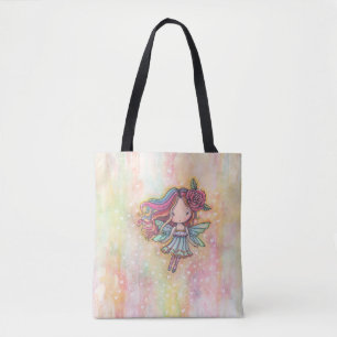 Kleine Herz-Fee, schwebend mit Herzen Tasche