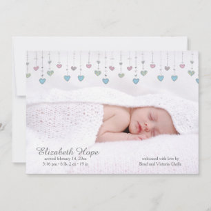 Kleine Herz-Foto-Geburts-Mitteilung Ankündigung