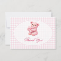 Kleine Herz-Rosa-Gingham-Teddybär-Baby-Party