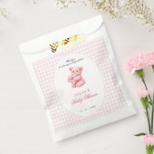 Kleine Herz-Rosa-Gingham-Teddybär-Baby-Party Geschenktütchen (Versiegelt)