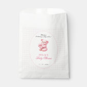 Kleine Herz-Rosa-Gingham-Teddybär-Baby-Party Geschenktütchen (Vorderseite)