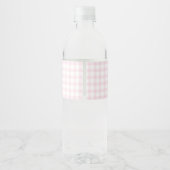 Kleine Herz-Rosa-Gingham-Teddybär-Baby-Party Wasserflaschenetikett (Rückseite)
