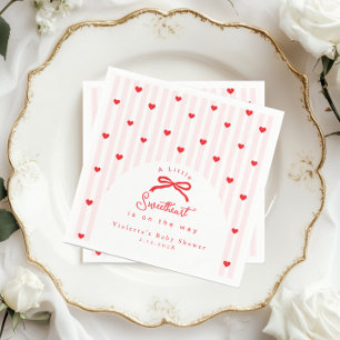 Kleine Herz-Schleife Valentinstag Baby Shower Serviette