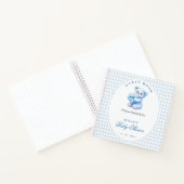 Kleine Herzen Blau Gingham Teddy Bär Baby Shower Notizblock (Innenseite)