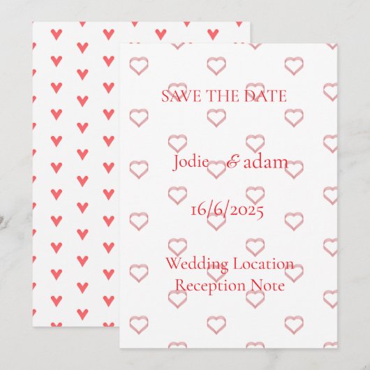 Kleine Herzen Hochzeit Save The Date (Vorne/Hinten)