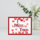 Kleine Herzen - ich vermisse dich Postkarte (Stehend Vorderseite)