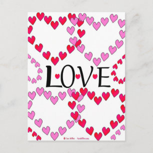 Kleine Herzen Rosa Rot Liebe Postkarte