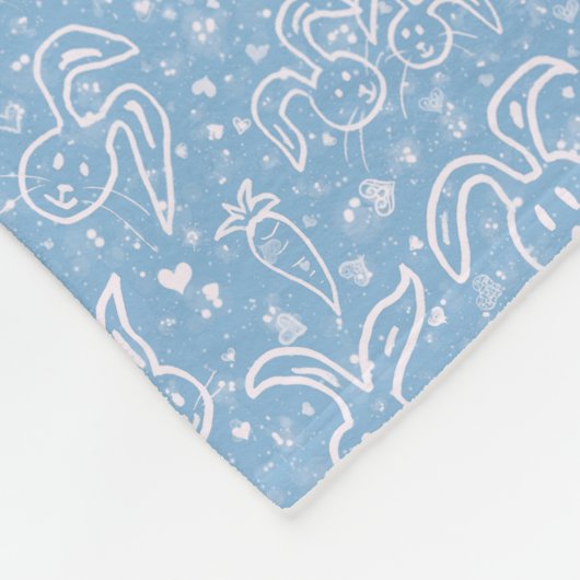 Kleine Herzen und Bunnies - transparentes Muster. Fleecedecke (Ecke)