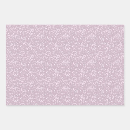 Kleine Herzen und Bunnies - transparentes Muster. Geschenkpapier Set (Vorderseite 3)