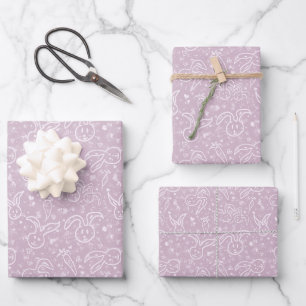 Kleine Herzen und Bunnies - transparentes Muster. Geschenkpapier Set