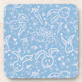 Kleine Herzen und Bunnies - transparentes Muster. Getränkeuntersetzer (Vorderseite)