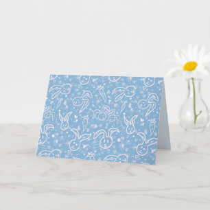 Kleine Herzen und Bunnies - transparentes Muster. Karte