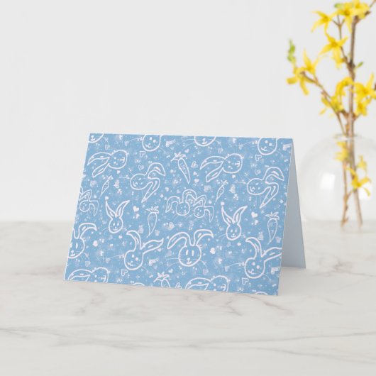 Kleine Herzen und Bunnies - transparentes Muster. Karte (Gelbe Blume)