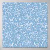 Kleine Herzen und Bunnies - transparentes Muster. Poster (Vorne)
