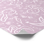 Kleine Herzen und Bunnies - transparentes Muster. Poster (Ecke)