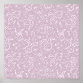 Kleine Herzen und Bunnies - transparentes Muster. Poster (Vorne)