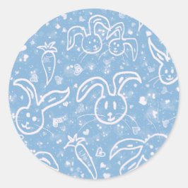 Kleine Herzen und Bunnies - transparentes Muster. Runder Aufkleber