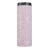 Kleine Herzen und Bunnies - transparentes Muster. Thermosbecher (Rückseite)