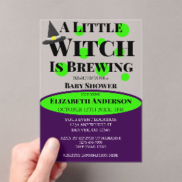 Kleine Hexe braut Halloween-Baby-Party Acryleinladungen