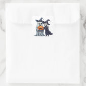 Kleine Hexe Geist Jack O Lantern 👻 Quadratischer Aufkleber (Tasche)