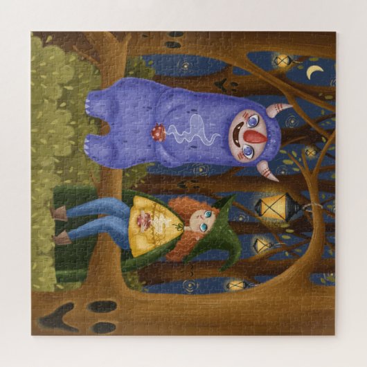 Kleine Hexe & Ghoul Tee Party im Waldpuzzle Puzzle (Horizontal)