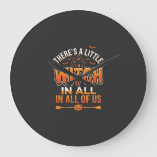 Kleine Hexe Halloween Hexe Typografie Design_1 Große Wanduhr