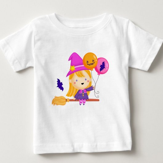 Kleine Hexe mit Balloons Baby T-shirt