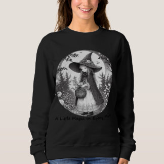 Kleine Hexe sammelt Kräuter Fantasy-Kunst Sweatshirt
