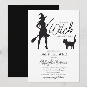 Kleine Hexe schwarze Katze Halloween Baby Shower E Einladung