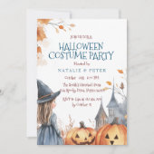 Kleine Hexe und Castle Halloween Party Einladung (Vorderseite)