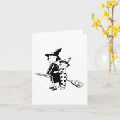 Kleine Hexe und Clown Karte (Gelbe Blume)