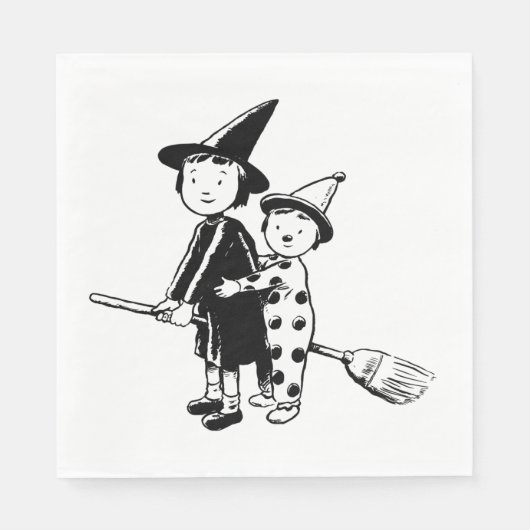 Kleine Hexe und Clown Serviette (Vorderseite)