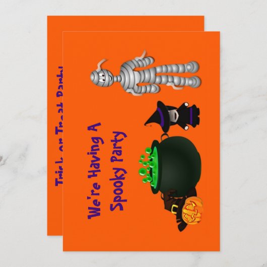 Kleine Hexe und Freunde Einladung (Vorne/Hinten)