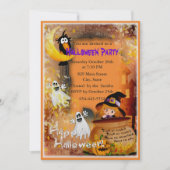 Kleine Hexe und Geist-Party Einladung (Vorderseite)