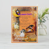 Kleine Hexe und Geist-Party Einladung (Stehend Vorderseite)