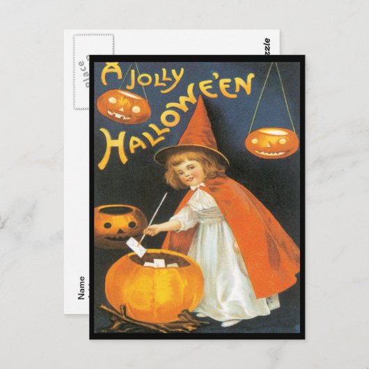 Kleine Hexenkorrektur Vintage Postkarte (Vorne/Hinten)