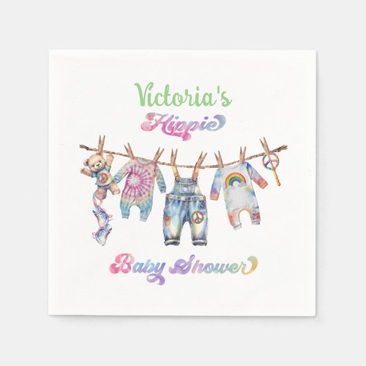 Kleine Hippie Tye Dye Clothesline Babydusche Serviette (Vorderseite)