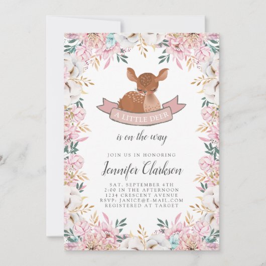 Kleine HirschBaby-Dusche Einladung (Vorderseite)