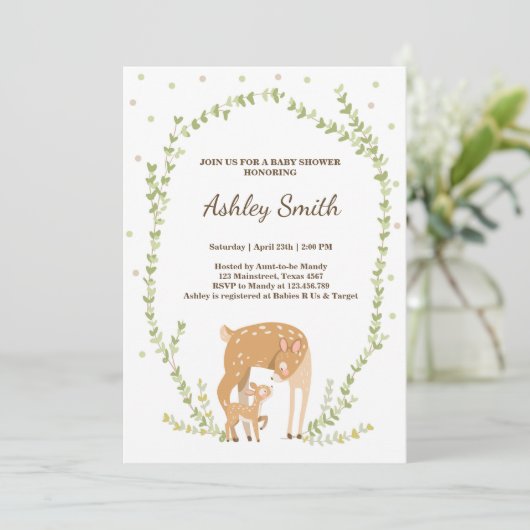 Kleine Hirschbrunnen-Dusche Einladung Wälder (Stehend Vorderseite)