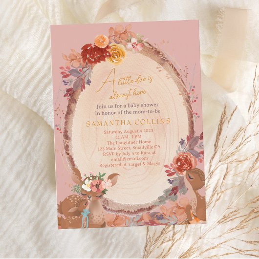 Kleine Hirschmädchen Woodland Animal Baby Dusche Einladung