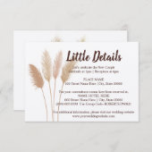 Kleine Hochzeitsdetails Pampas Grass Begleitkarte (Vorne/Hinten)