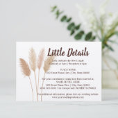Kleine Hochzeitsdetails Pampas Grass Begleitkarte (Stehend Vorderseite)