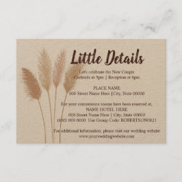 Kleine Hochzeitsdetails Pampas Grass Begleitkarte