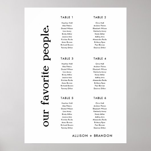 Kleine Hochzeitssatteltafeln Unterzeichnen 6 Tisch Poster (Vorne)