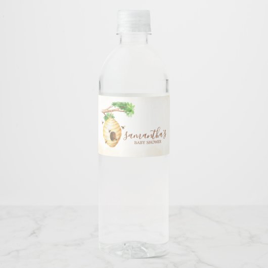 Kleine Honey Bee Baby Dusche Wasserflaschenetikett (Vorderseite)